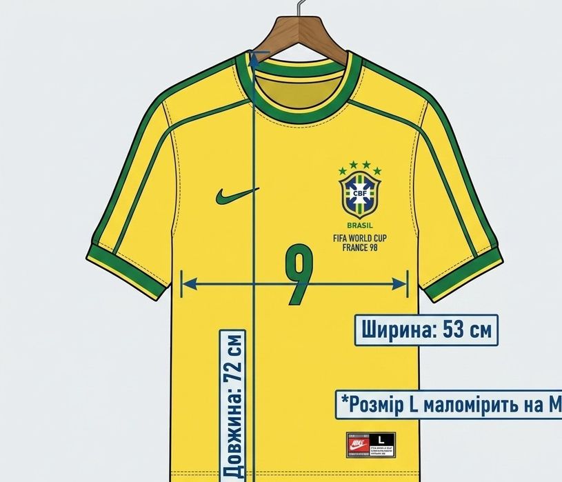 футболка збірна Бразилії 1998 Ronaldo,Роналдо