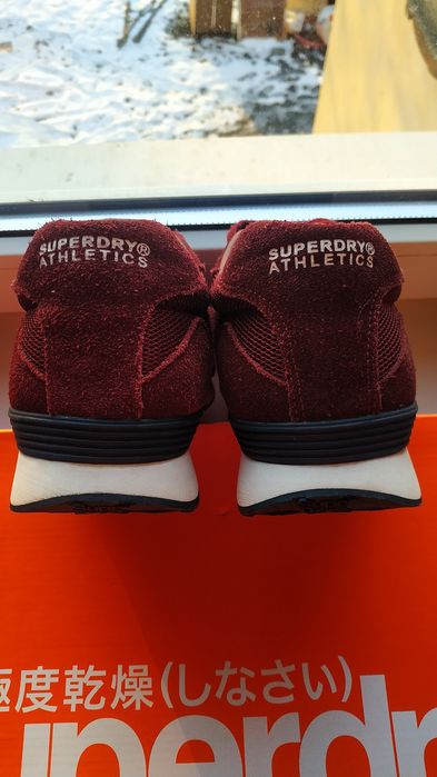 Кроссовки  super dry athletics adidas, 44, 29.5см , бордовые, спорт.