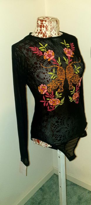 Nowa oryginalna bluzka, body kwiaty, tygrysy