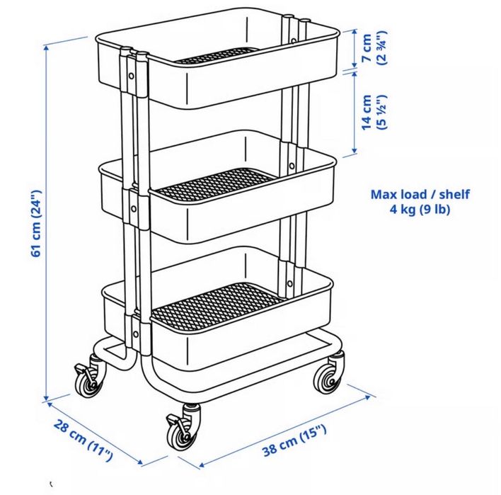Carrinho preto metal IKEA