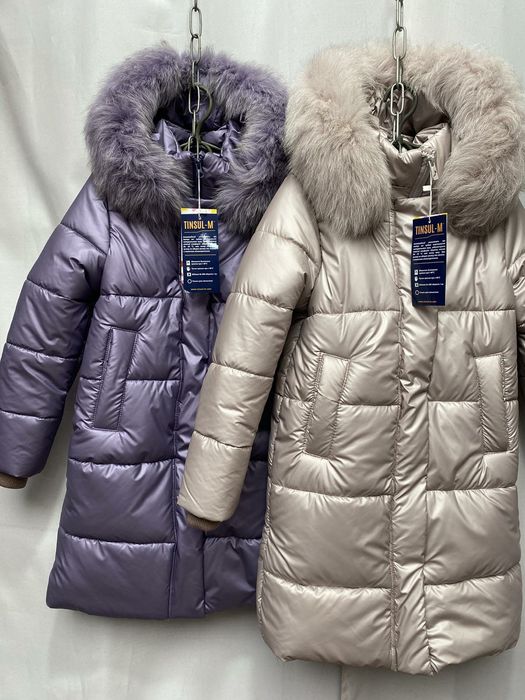 Хит продаж, пуховик с натуральной опушкой, 122-158 см