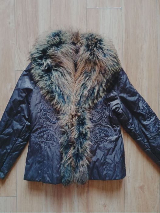 Kurtka z futrem z lisa Monnari zimowa ocieplana
