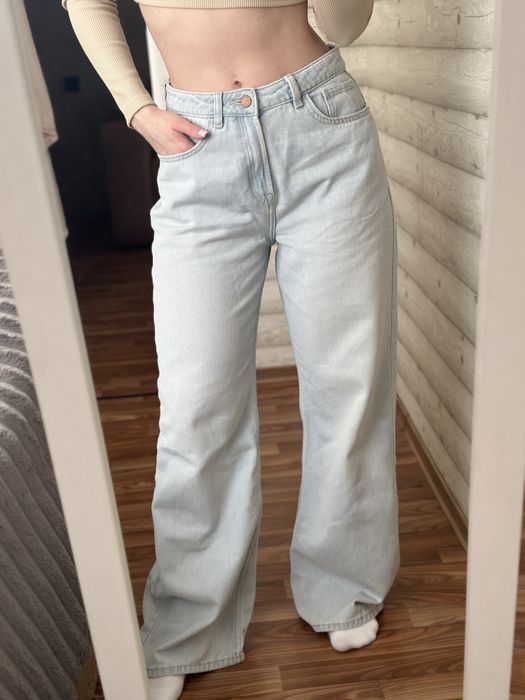 Трендові джинси wide leg блакитні