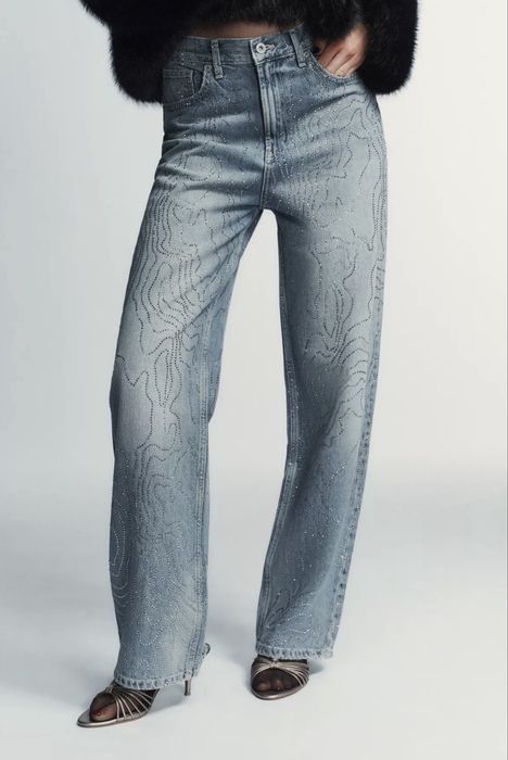 Джинси Zara з камінчиками стрази