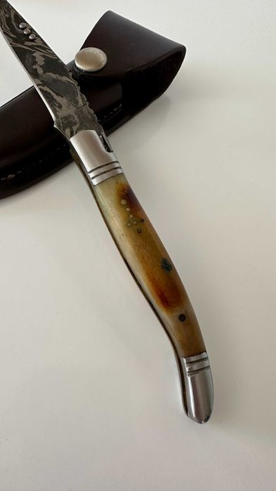 Navalha Damascus - Aço de Damasco/Feita à mão