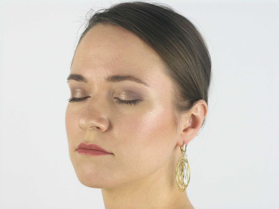 Kolczyki złote wiszące elipsy diamentowane 585