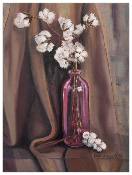 Авторська картина Олени Ярошенко "Бавовна у вазі"