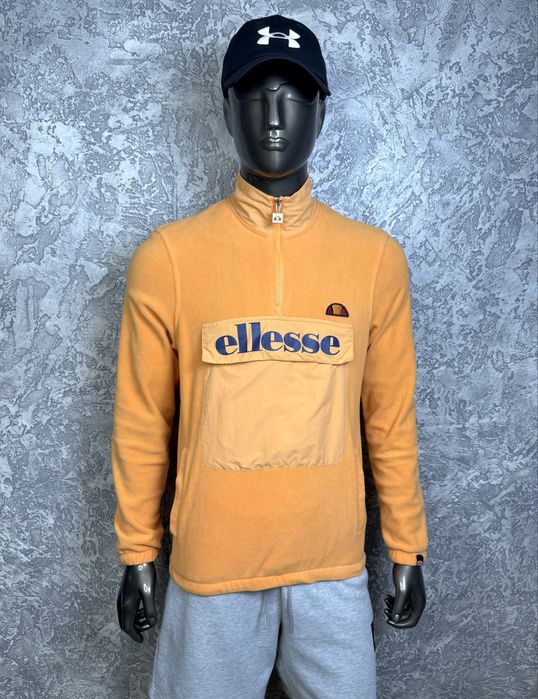Ellesse кофта анорак S размер флисовая толстовка оранжевая с принтом