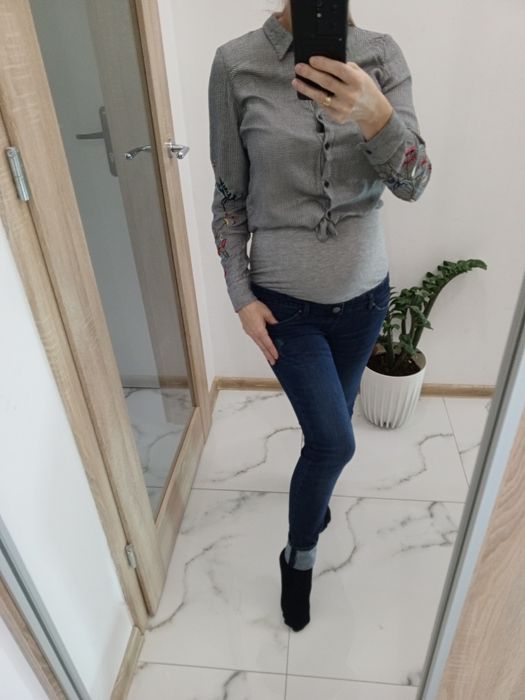 Spodnie ciążowe super skinny ciemny granat , esmara rozmiar S