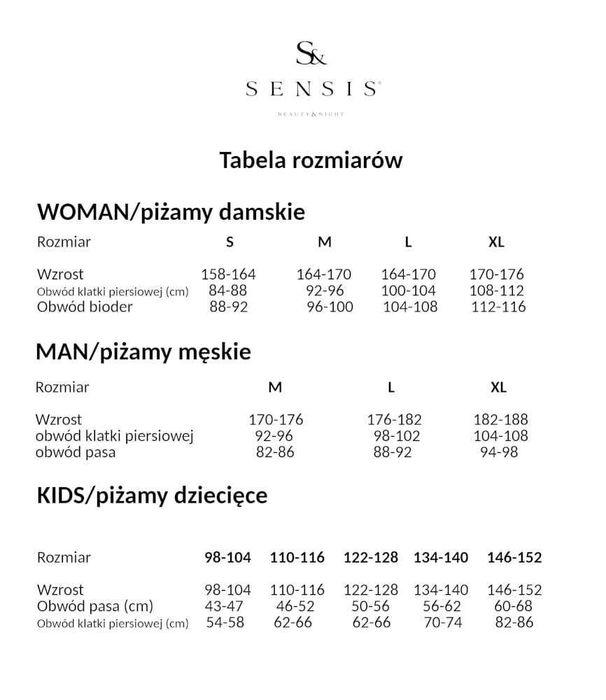 Piżama Sensis Monica rozm M NOWA