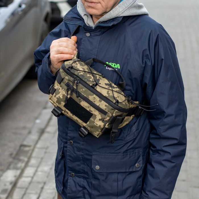 Тактична сумка бананка чоловіча поясна на груди TACTIC-1 ПІКСЕЛЬ