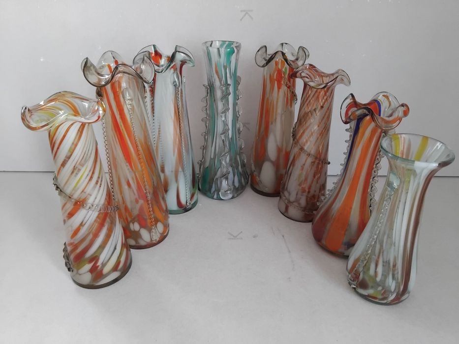 Ваза гутне скло кольорова ваза