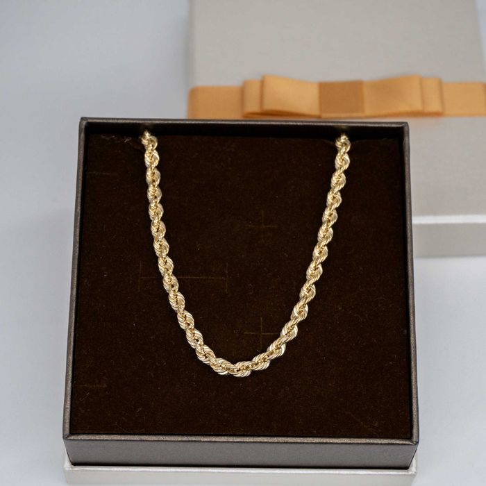 Złoty łańcuszek damski 585 8,24g 55cm Jasny Kordel Nowy WYSYŁKA GRATIS