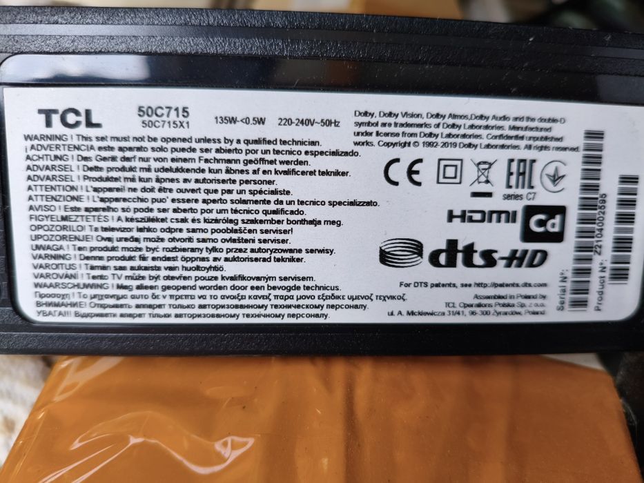 TV Tcl 50C715 peças