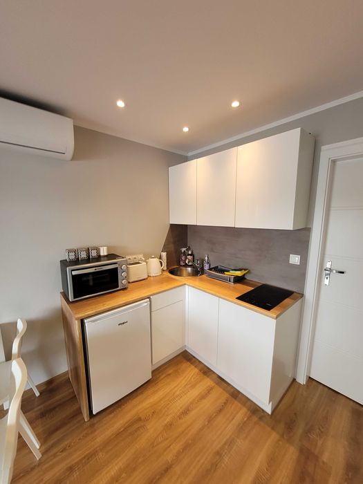 Domek nad jeziorem- linia brzegowa, pomost, mini plaża- Spalona