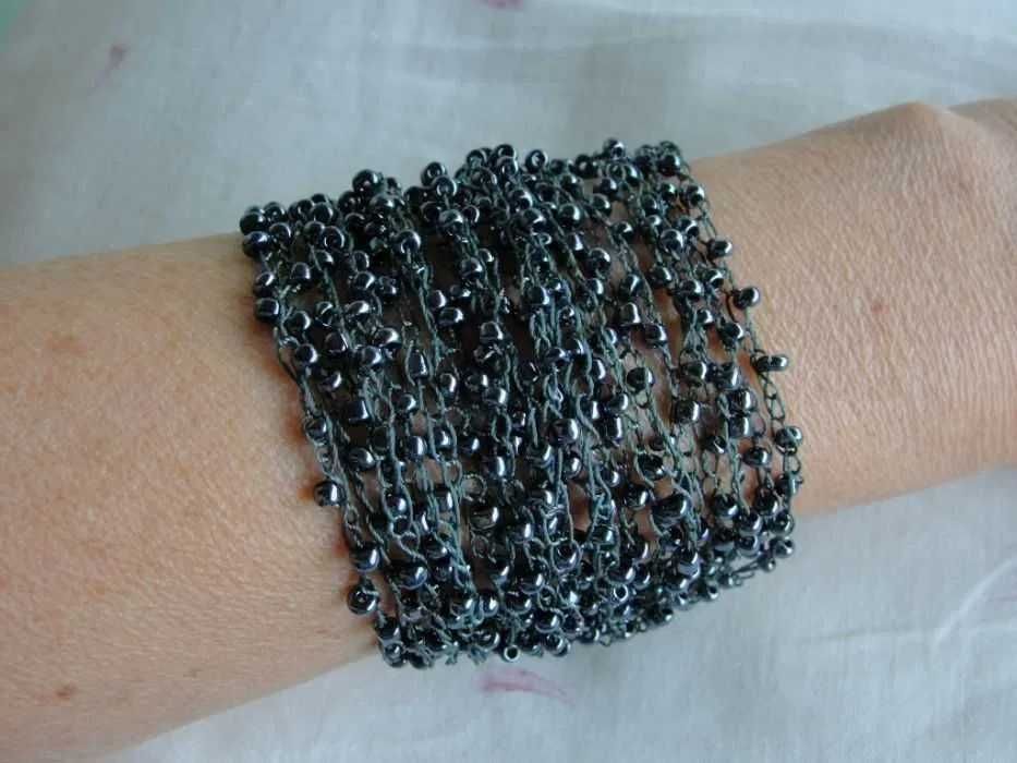 Bransoletka szydełkowa, koralikowa.