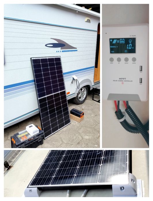 Instalacja off grid PV  kamper przyczepa kempingowa z montażem