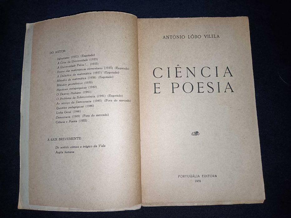 Livro assinado António Eduardo Lobo Vilela Ciencia e Poesia