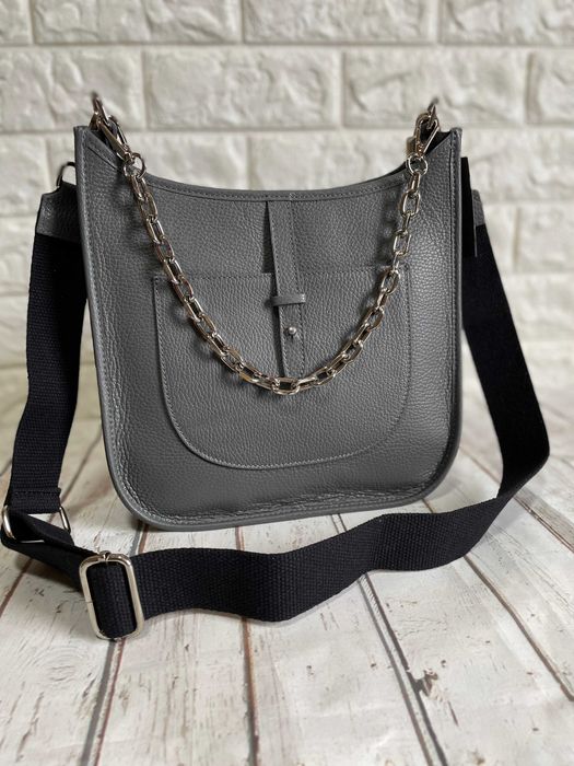 Шкіряна сумка з широким ременем genuine leather італія нова колекція