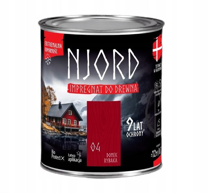 NJORD Impregnat do elewacji drewnianych  0,75 l Domek Rybaka 04