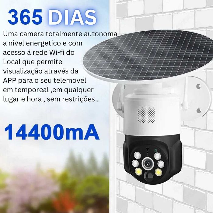 Camera de Vigilância PTZ com painel Solar Wi-Fi Segurança e Sem Fios