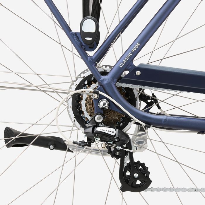 Bicicleta elétrica de cidade elops 900 quadro alto azul marinho