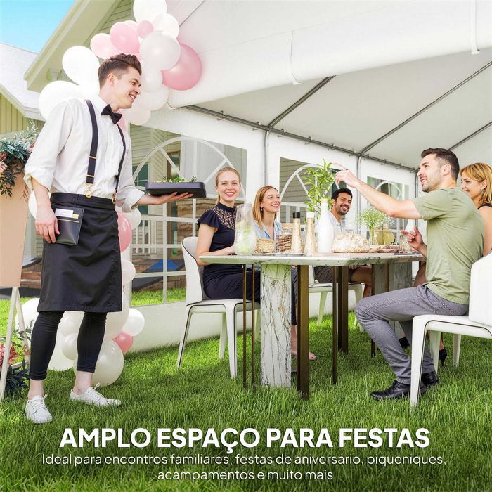 Gazebo para eventos 598x394x302 cm branco UPF30+