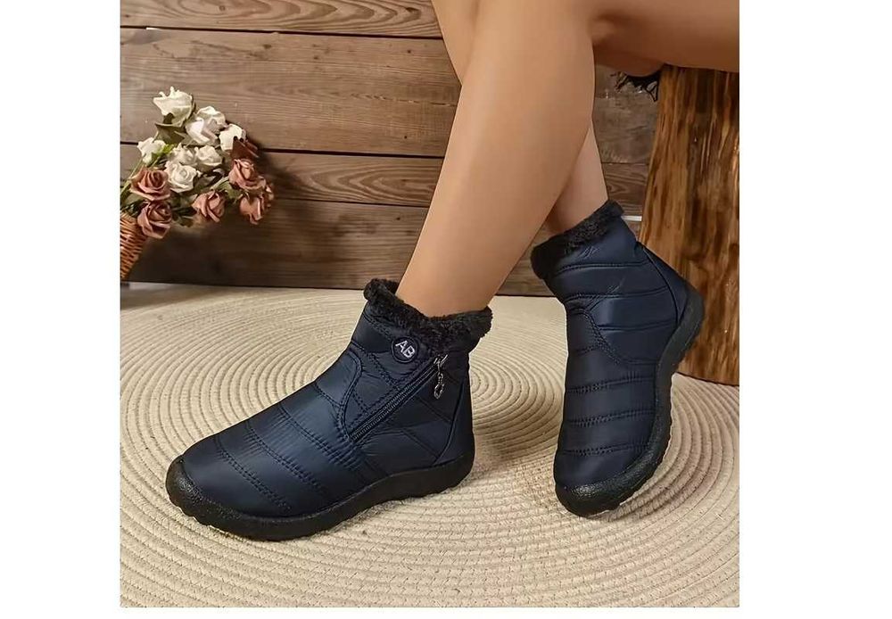 Buty zimowe ocieplane nieprzemakalne nowe niebieskie/35