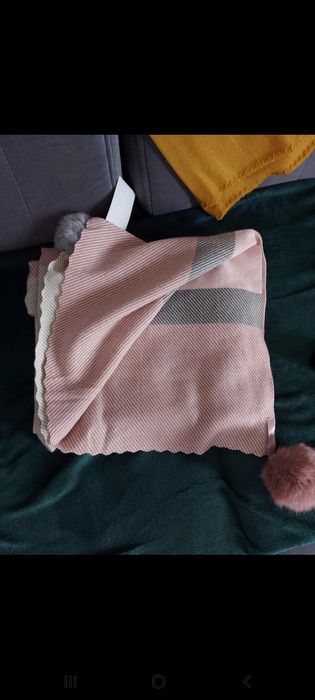 Szal damski szaro różowy