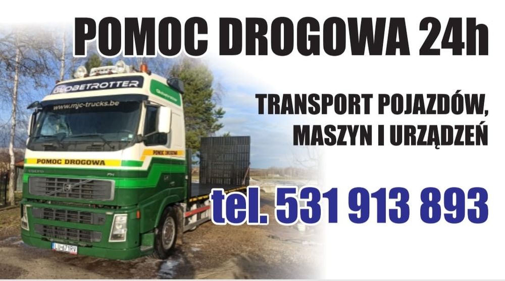 Pomoc drogowa 24h laweta, transport maszyn rolniczych, budowlanych itp