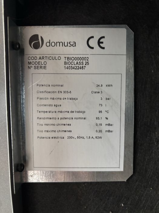 Caldeira a pellets DOMUSA BIOCLASS 25