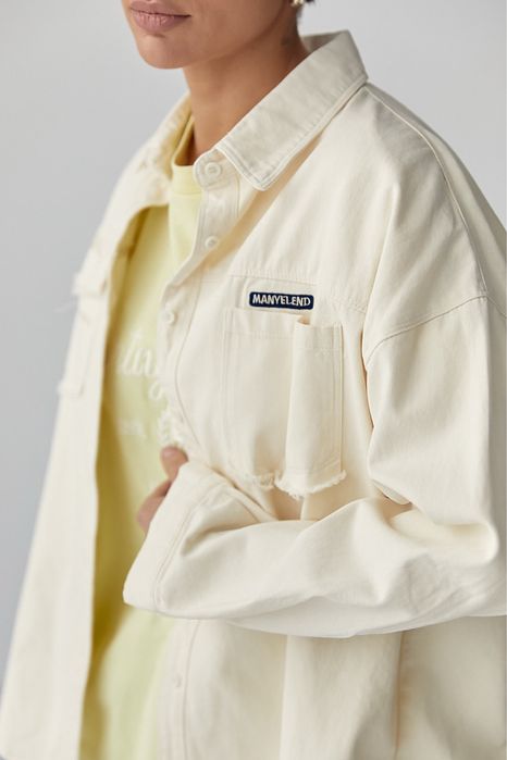 Жіноча котонова сорочка з накладними кишенями