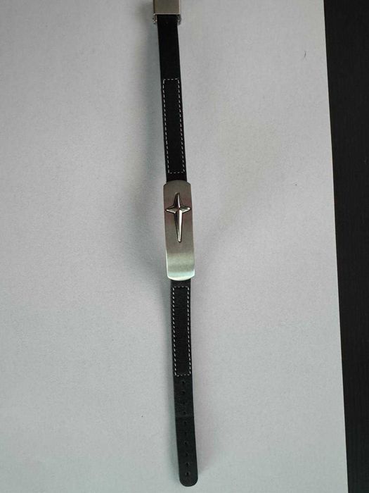 Bransoletka męska Aztorin ze stali szlachetnej i skóry