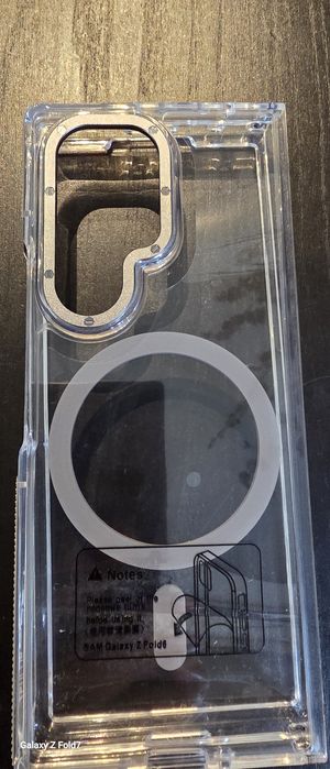 Z Fold 6 capa transparente, Anel magnética para carga sem fios.
