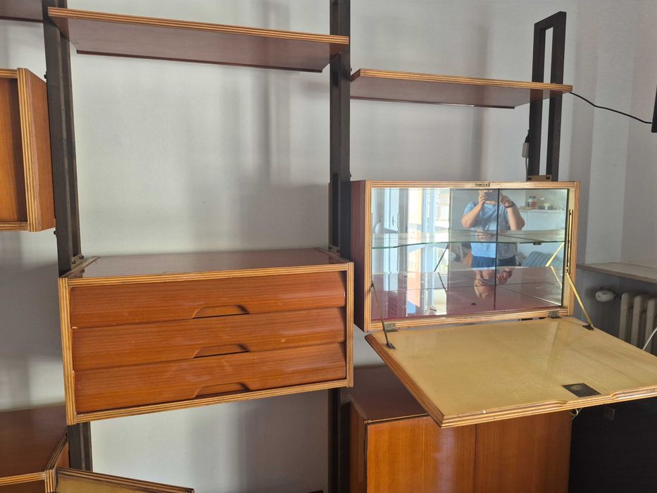 TEAK mebloscianka wloska, regal, biblioteka, barek komoda VINTAGE wloski modernizm lata 60