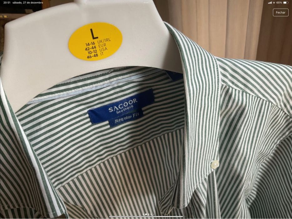 Camisa Sacoor , como nova. Bom estado riscas verdes