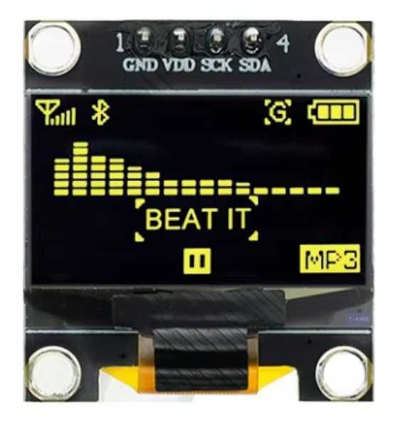 Wyświetlacz OLED 0,96 I2C SSD1306 żółty