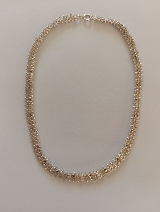 Colar vintage em prata com pedras turquesa