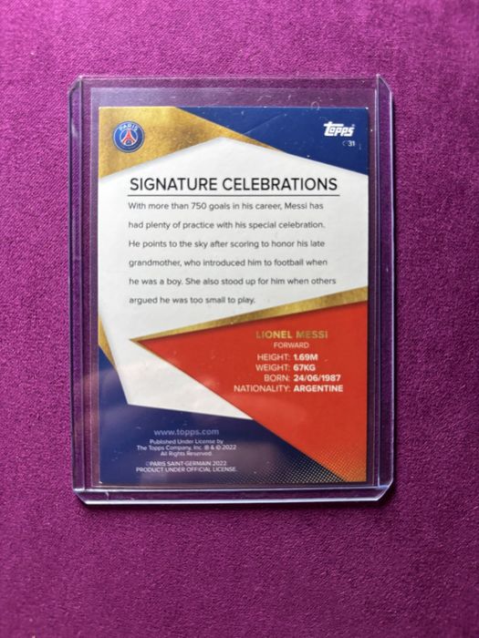 Messi card Psg Celebrations topps