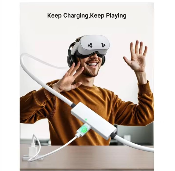 Кабель Oculus Link 5M з додатковим живленням 5Гбіт/с Для Meta Quest 3/3S/2 , Pico 4