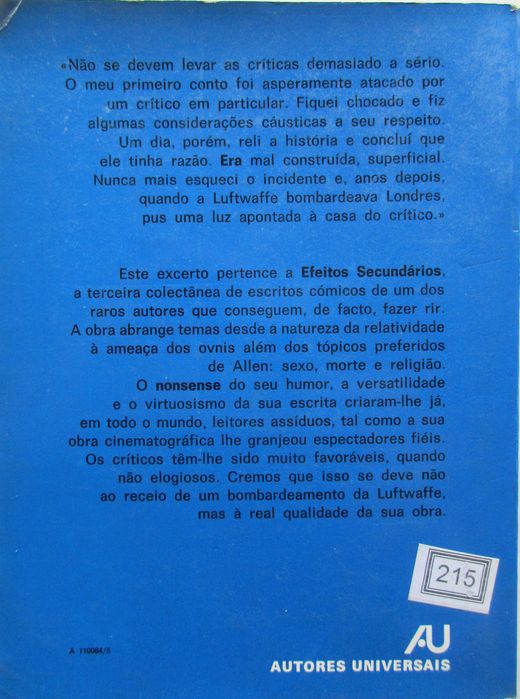 Woody Allen - - - Efeitos Secundários - - - - - Livro