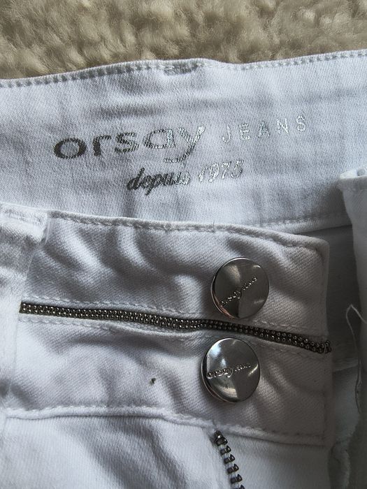 Piękne białe spodnie z ozdobnym paseczkiem Orsay r. 36