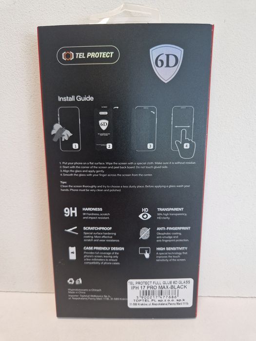 Hartowane szkło Tel Protect Full Glue 6D do IPHONE 17 PRO MAX