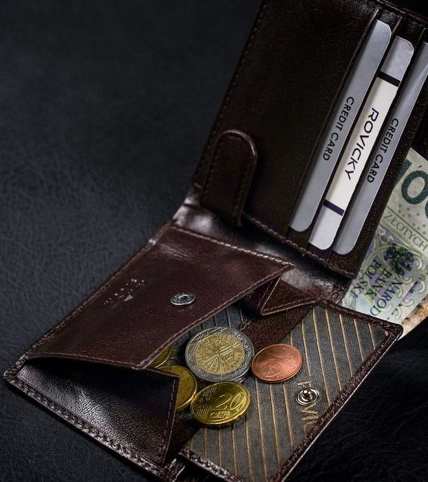 skórzany portfel męski z ochroną kart rfid protect - rovicky