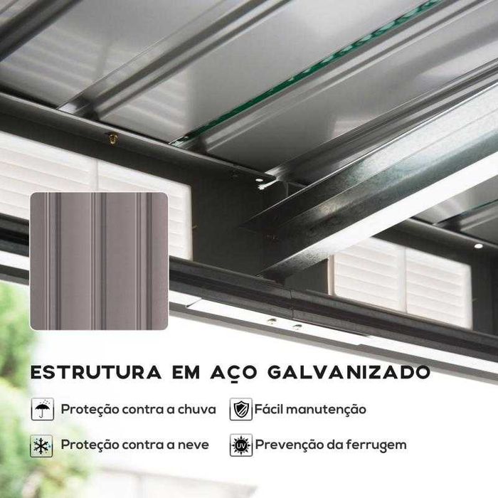 Abrigo de Jardim em Aço Galvanizado 280x130x172 cm