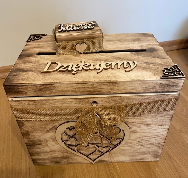 Zestaw ślubny - skrzynka na koperty + pudełeczko na obrączki