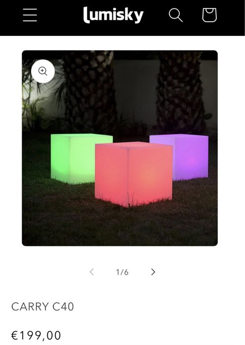 CUBO LED  LUMISKY CARRY C40 PISCINA/DECORAÇÃO/BANCO/MESA