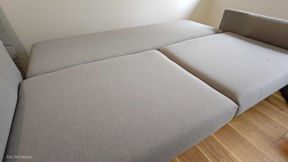 Sofa Nora tkanina Shell 3-osobowa funkcja spania pojemnik na pościel