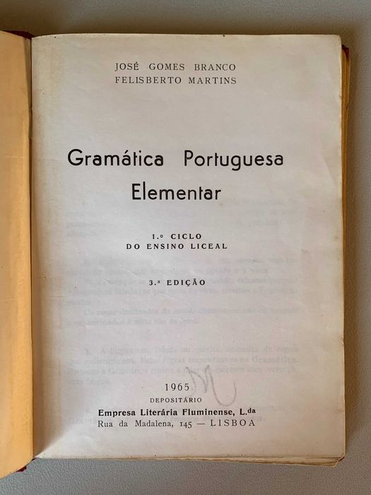 Gramática Portuguesa Elementar (Antiga)