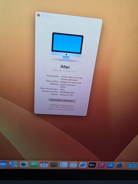Apple iMac 21.5" 2017 i5 3ghz 8GB/1TB SSD